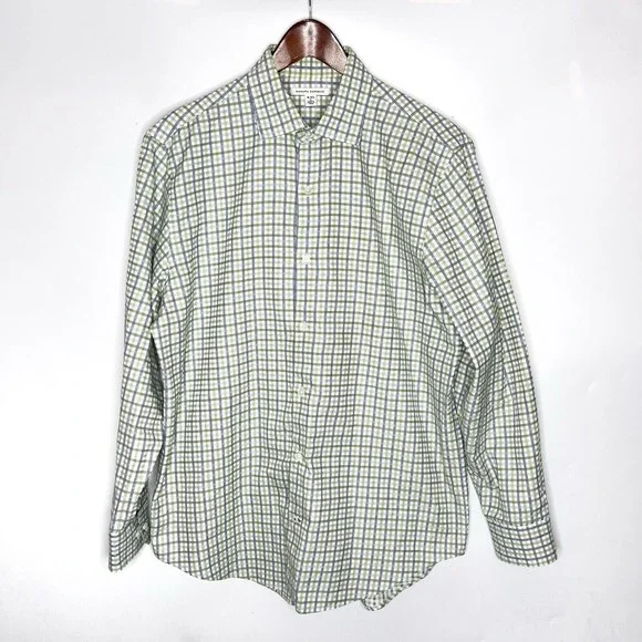 Banana Republic | Shirts | Banana Republic Long Sleeve Dress Shirt Mens Sz  Large 6165 Blue Green Check | Poshmark